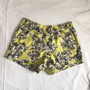 J. Crew Factory Yellow Floral Linen Shorts